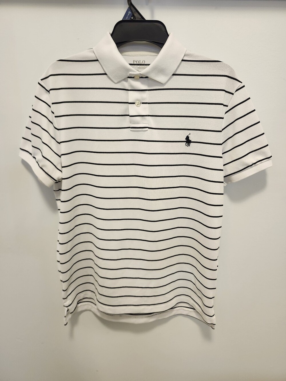 Polo by Ralph Lauren White & Black Striped Cotton Polo Shirt Men's Size Medium
